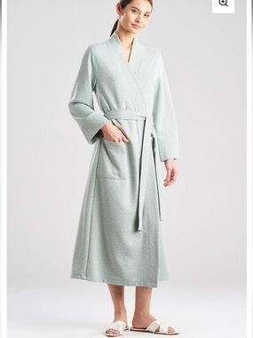 Natori Quilted Geo Knit Jacquard Robe in Opal NWT